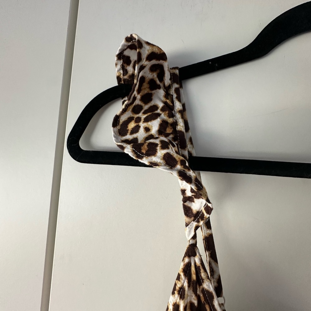Jessica Simpson Leopard Print Wide Leg Jumpsuit XL | Adjustable Straps | Pockets - Picture 4 of 12